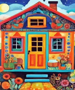 Folk art houses Diamond Dotz