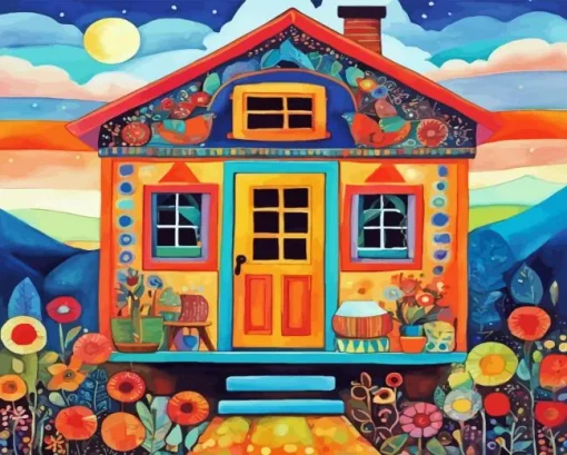 Folk art houses Diamond Dotz