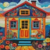 Folk art houses Diamond Dotz