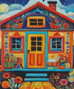 Folk art houses Diamond Dotz