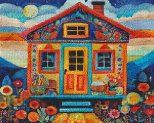 Folk art houses Diamond Dotz