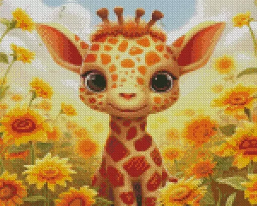 Giraffe and sunflower Diamond Dotz