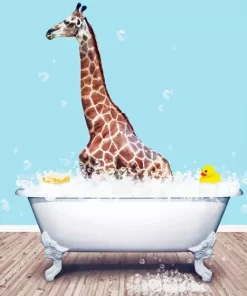 Giraffe in bath Diamond Paints