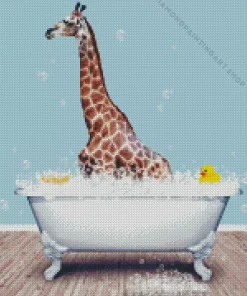 Giraffe in bath Diamond Paints