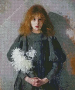 Girl with Chrysanthemums by Boznanska Diamond Dotz