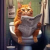 Kitty reading newspaper paint by numbers