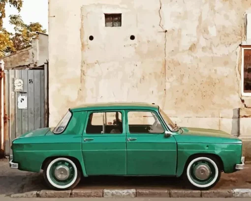 Vintage Red Renault 8 Diamond By Numbers