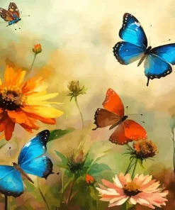 Aesthetic fantasy butterflies Diamond With Numbers