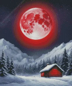 Snow blood moon art Diamond Dotz