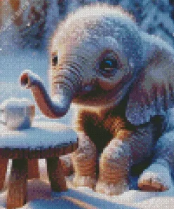 baby elephant Diamond With Numbers