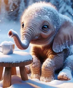 baby elephant Diamond With Numbers