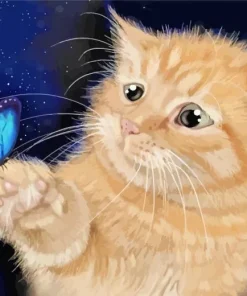 blonde kitten with butterfly Diamond With Numbers