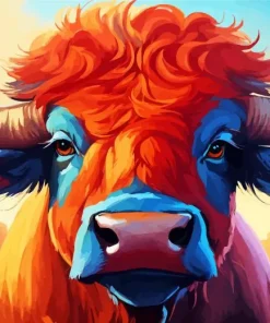 brown fluffy cow Diamond With Numbers