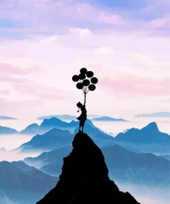 girl with balloon silhouette Diamond Dotz