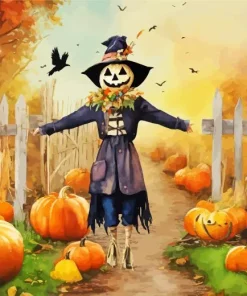 happy fall scarecrow Diamond With Numbers