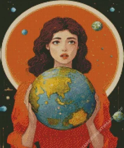 lady and earth Diamond With Numbers
