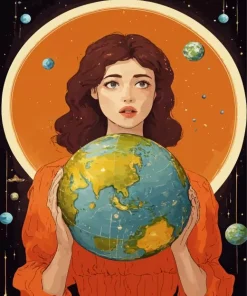 lady and earth Diamond With Numbers