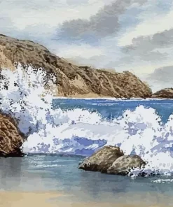 waves crashing on rocks Diamond With Numbers