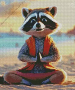 yoga raccoon Diamond With Numbers