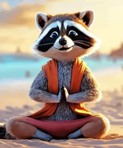yoga raccoon Diamond With Numbers