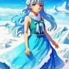 Anime Girl Wearing Blue Dress In Snow Diamond Painting