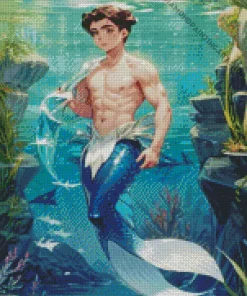 Anime Blue Merman Diamond Painting