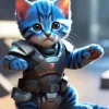 Baby Blue Cat Soldier Diamond Painting