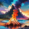 Beach Bonfire Diamond Painting