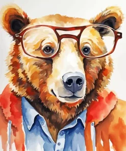 Bear With Glasses Art Diamond Painting