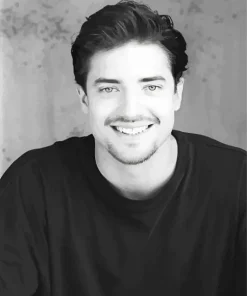 Black And White Young Brendan Fraser Diamond Painting