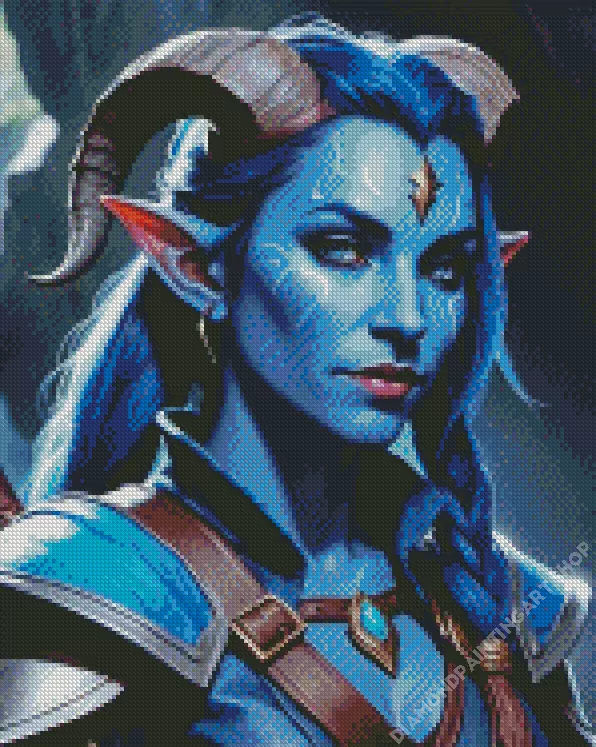 Blue Female Elf Diamond With Numbers Blue Female Elf Diamond Painting