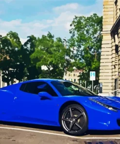 Blue Ferrari Car Diamond Painting