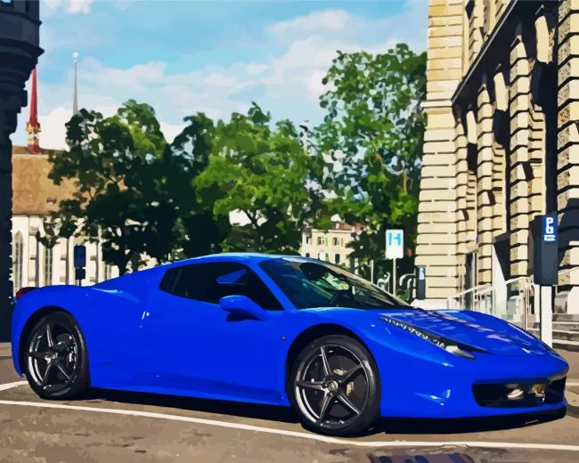 Blue Ferrari Car Diamond Paintings Blue Ferrari Car Diamond Painting