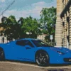 Blue Ferrari Car Diamond Painting