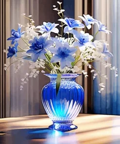 Blue Glass Vase Diamond Painting