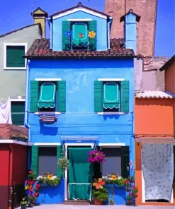 Blue House Burano Diamond Painting
