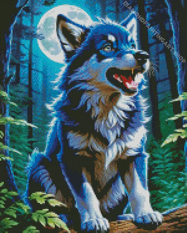 Blue Husky Diamond By Numbers Blue Hummingbird Diamond Painting