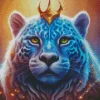 Blue Jaguar Wearing Crown Diamond Painting