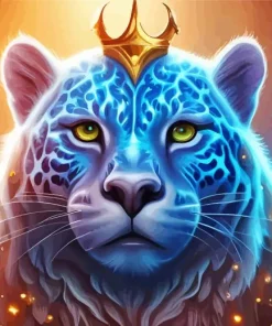 Blue Jaguar Wearing Crown Diamond Painting