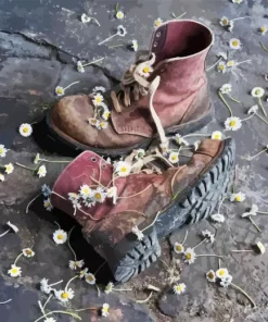 Boots With Daisies Diamond Painting