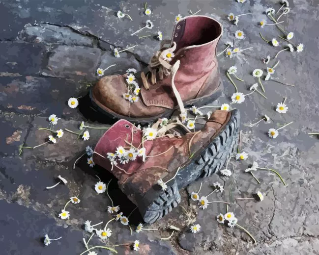 Boots with daisies Diamond Paintings Boots With Daisies Diamond Painting