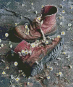 Boots With Daisies Diamond Painting