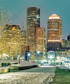 Boston Skyline In Winter Diamond Painting