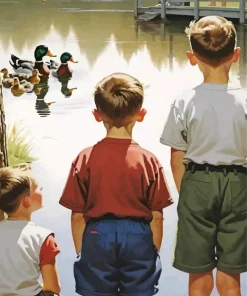 Boys Watching Ducks Diamond Painting
