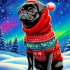 Christmas Black Pug Puppy Diamond Painting