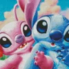 Disney Blue And Pink Stitch Diamond Painting