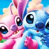 Disney Blue And Pink Stitch Diamond Painting