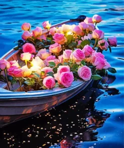 Flowers In Boat Diamond Painting