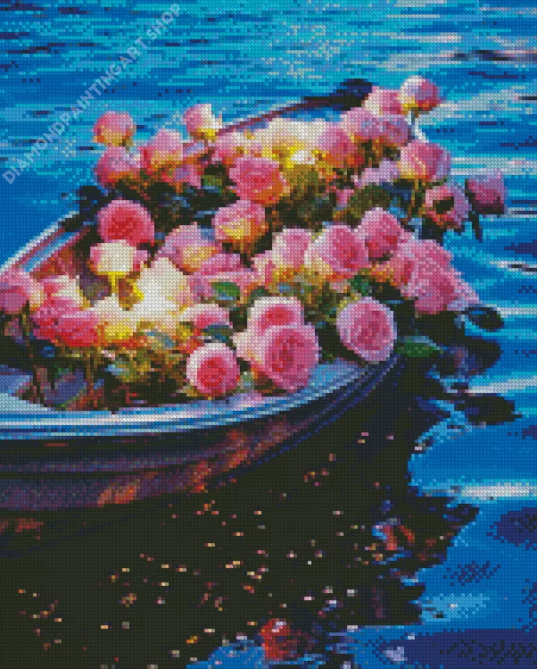 Flowers In Boat Diamond Paints