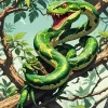 Green Snake On Branch Diamond Painting